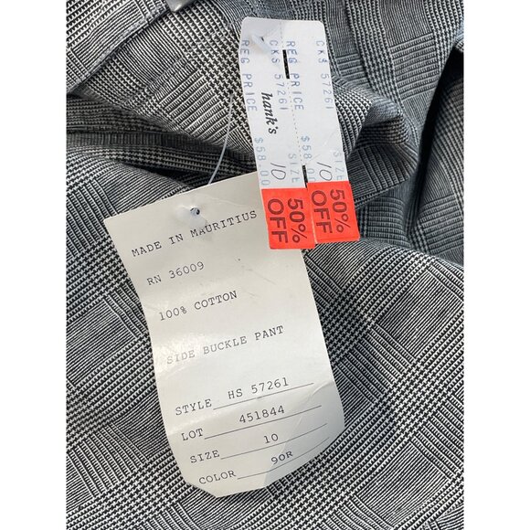 Vintage 90s Calvin Klein Sport Side Buckle Pant Size 10 Black White Plaid NEW - Picture 4 of 8